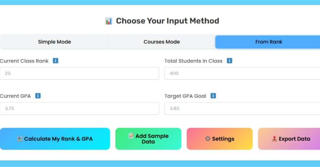 GPA calculation input interface design