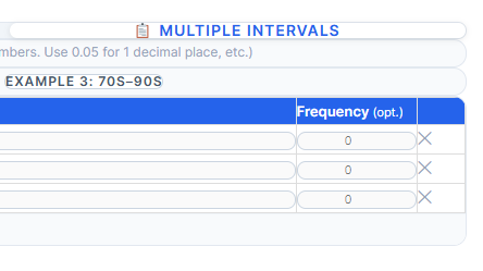 multiple intervals table calculation
