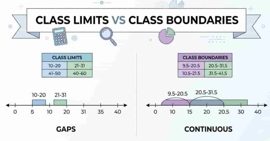 Blog cover image illustrating limits vs boundaries with example ranges and comparison for statistics students.