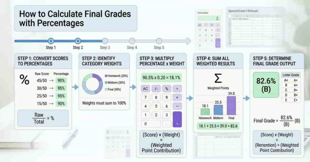 Common mistakes in weighted grading system including percentage and weight errors