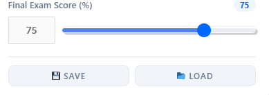 Input expected final exam score in final grade calculator to simulate final course grade prediction step 3