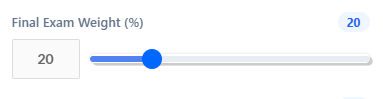 Add final exam weight percentage in final grade calculator to determine weighted grading impact step 2