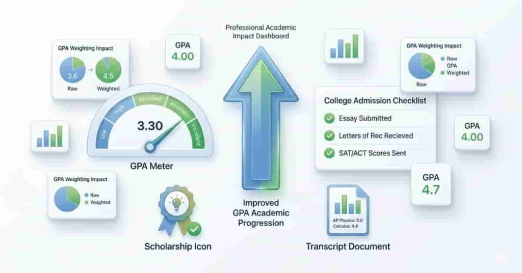 Side-by-side comparison of weighted grading systems in high school and college