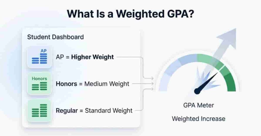 Side-by-side comparison of weighted GPA and unweighted GPA scales