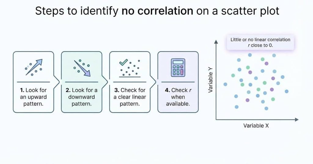 How to identify a graph with no correlation using scatter plot patterns and correlation coefficient r