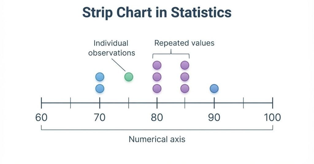 Strip chart in statistics showing individual observations on a numerical axis