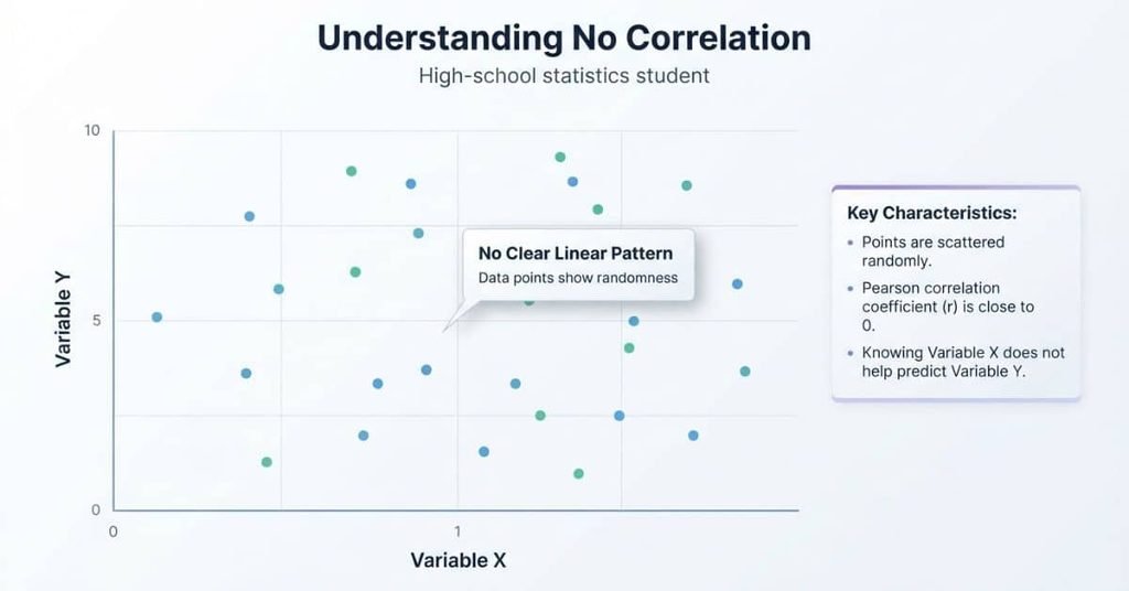What a no correlation graph looks like with randomly scattered points