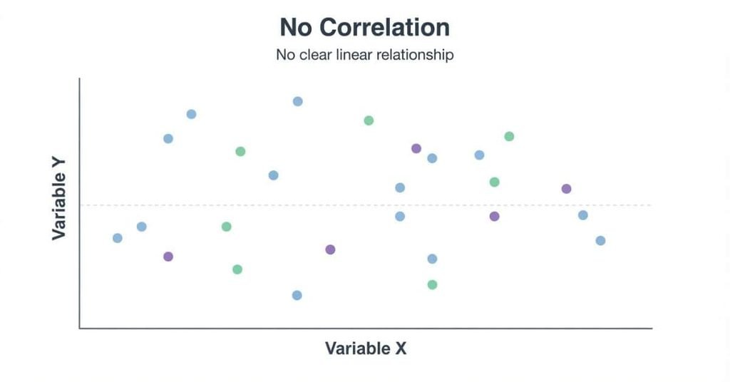 What a no correlation graph looks like with widely scattered points and no linear trend