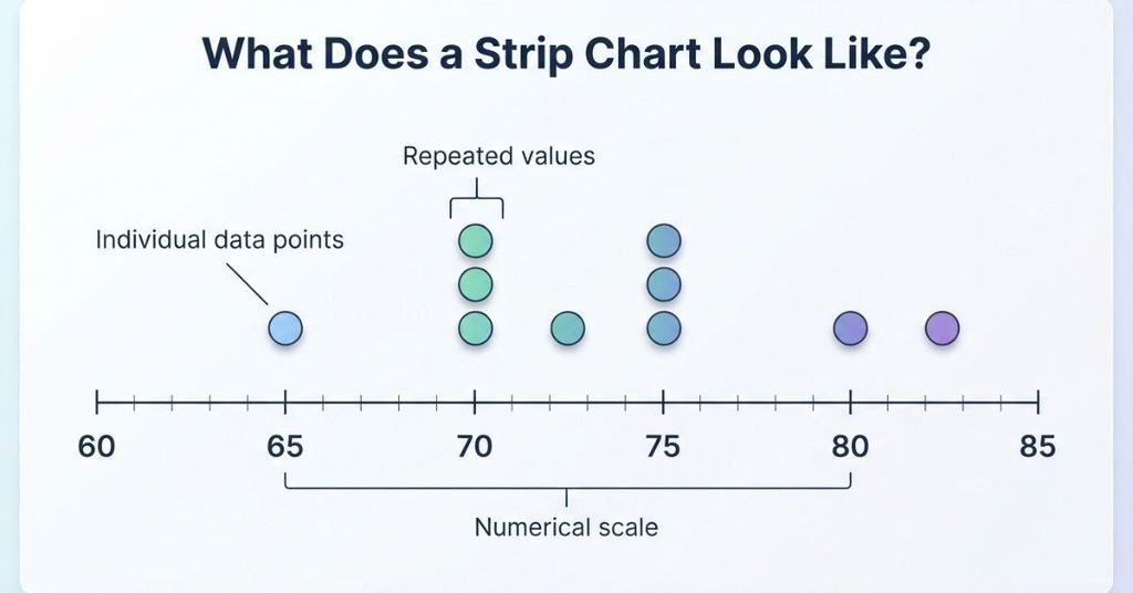 Example of what a strip chart looks like with repeated data values