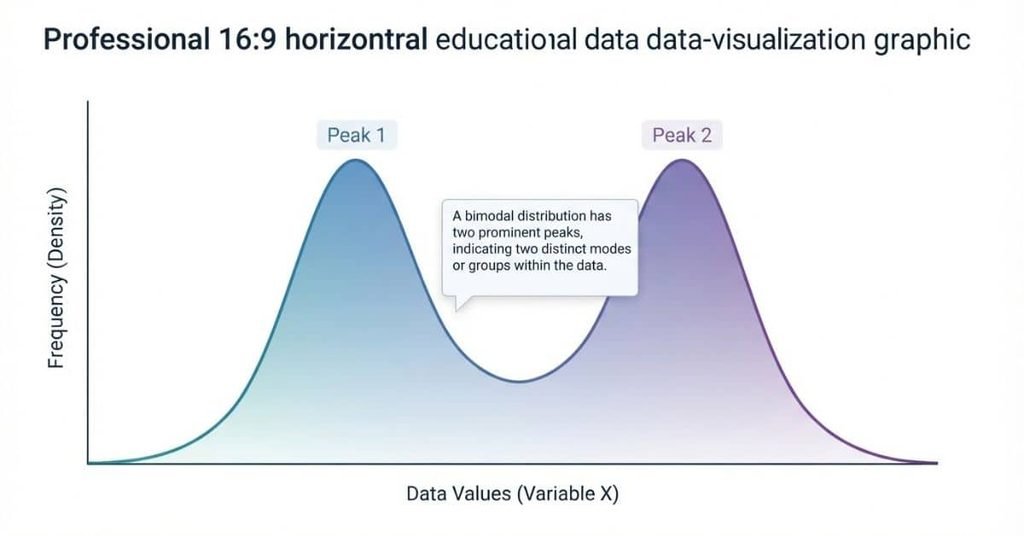 Bimodal distribution with two prominent peaks in a statistical histogram