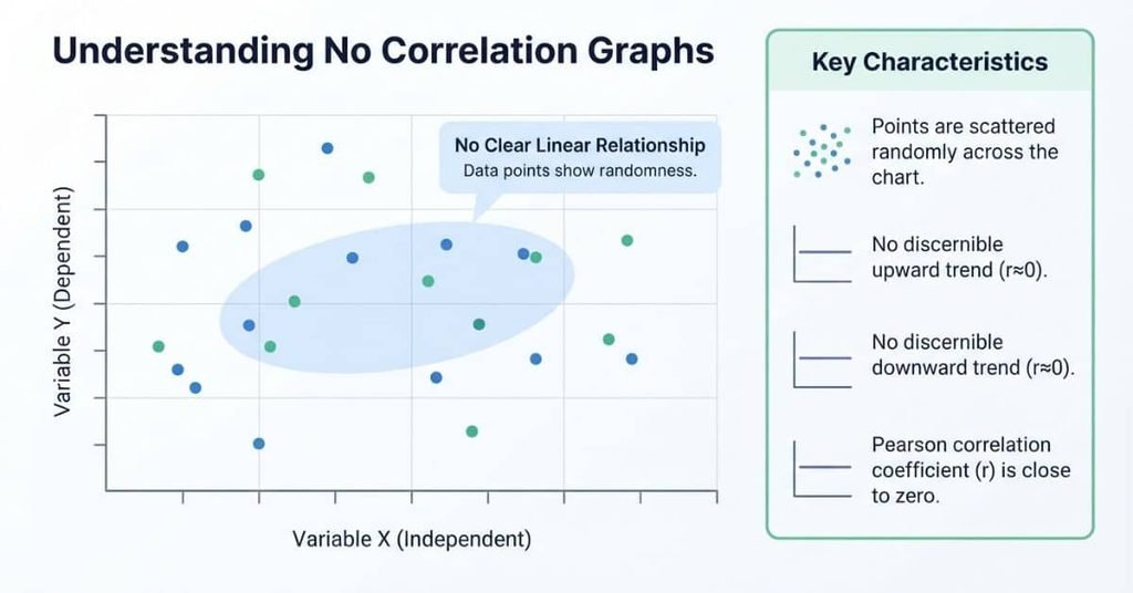 No correlation graph showing scattered data points without a clear linear relationship