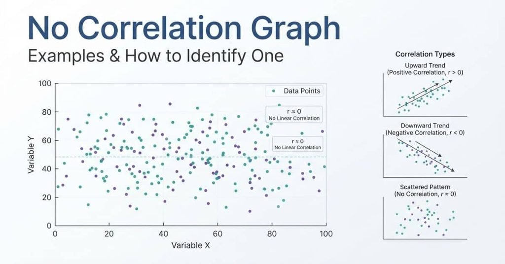 No correlation graph showing scattered data points with no clear linear trend