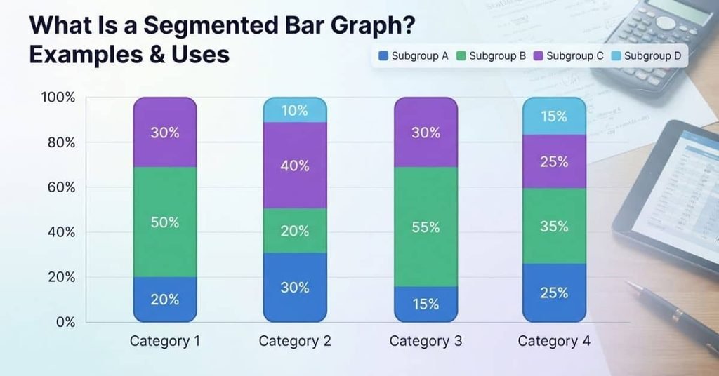 What is a segmented bar graph with examples of divided categories
